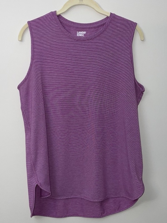 Lands' End Tops - Land's End Medium Petite 100% Swing Tunic Tank Top Purple Stripe